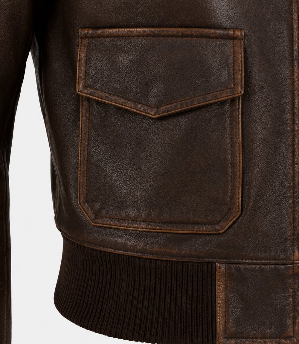 Women’s Dark Brown Leather Bomber Jacket in XS - Jacket Aura