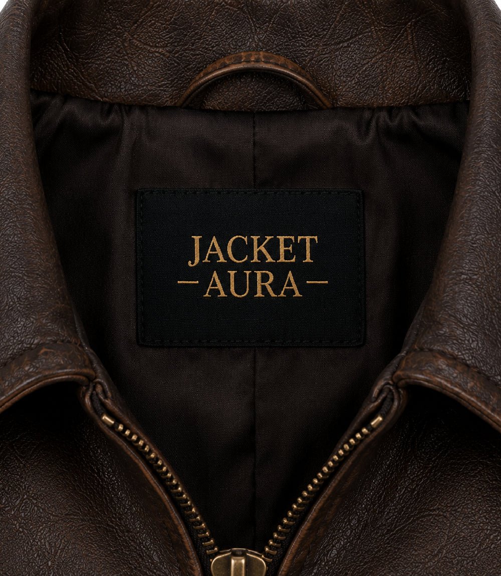 Women’s Dark Brown Leather Bomber Jacket in XS - Jacket Aura