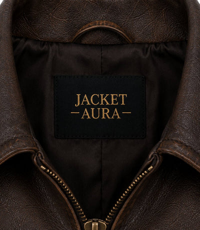 Women’s Dark Brown Leather Bomber Jacket in XS - Jacket Aura