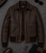 Women’s Dark Brown Leather Bomber Jacket in XS - Jacket Aura