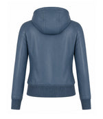Women’s Hooded Leather Bomber Jacket in XS - Jacket Aura
