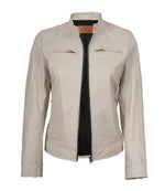 Women’s Off White Leather Biker Jacket | Jacket Aura in XS - Jacket Aura