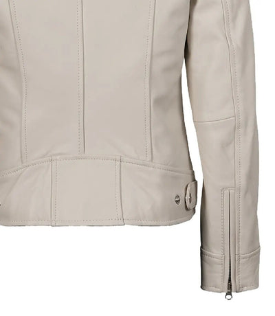 Women’s Off White Leather Biker Jacket | Jacket Aura in XS - Jacket Aura