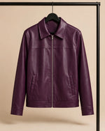 Women's Retro Purple Full Grain Leather Jacket Front  Side - Jacket Aura