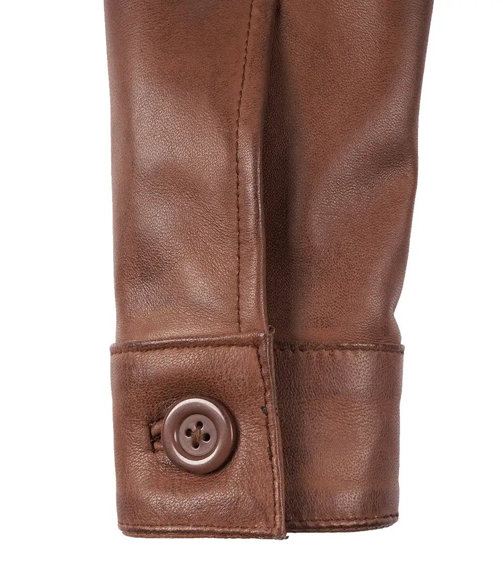 Women’s Cropped Cognac Brown Leather Jacket | Jacket Aura in XS - Jacket Aura