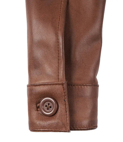 Women’s Cropped Cognac Brown Leather Jacket | Jacket Aura in XS - Jacket Aura
