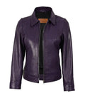 Women’s Purple Leather Harrington Jacket | Jacket Aura in XS - Jacket Aura