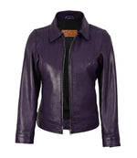 Women’s Purple Leather Harrington Jacket | Jacket Aura in XS - Jacket Aura