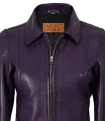 Women’s Purple Leather Harrington Jacket | Jacket Aura in XS - Jacket Aura