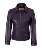 Women’s Purple Leather Harrington Jacket | Jacket Aura in XS - Jacket Aura