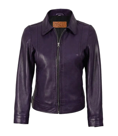 Women’s Purple Leather Harrington Jacket | Jacket Aura in XS - Jacket Aura