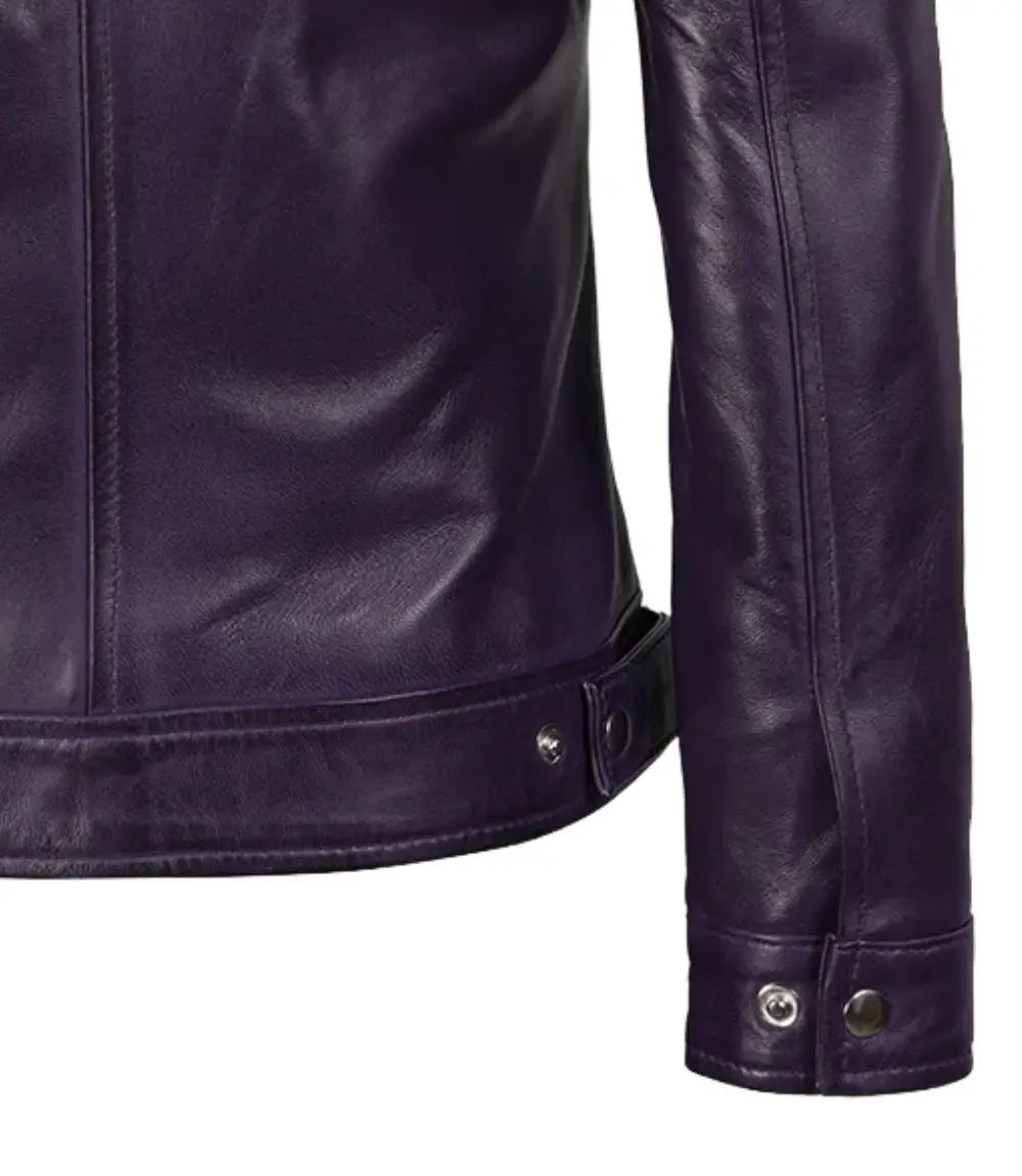 Women’s Purple Leather Harrington Jacket | Jacket Aura in XS - Jacket Aura