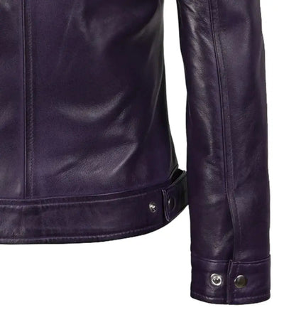 Women’s Purple Leather Harrington Jacket | Jacket Aura in XS - Jacket Aura