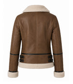 Women's Aviator Brown Leather Jacket Back - Jacket Aura