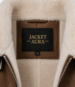 Women's Aviator Brown Leather Jacket Collar - Jacket Aura