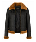 Women's Black B3 Aviator Leather Jacket Front - Jacket Aura