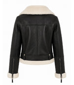 Women's Black B3 Sheepskin Aviator Jacket Back - Jacket Aura