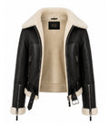 Womens Black B3 Sheepskin Aviator Jacket Front - Jacket Aura