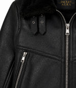 Women's Black Fur And Shearling Jacket Closeup - Jacket Aura