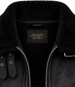 Women's Black Fur And Shearling Jacket Collar - Jacket Aura