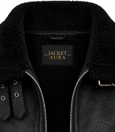 Women's Black Fur And Shearling Jacket Collar - Jacket Aura