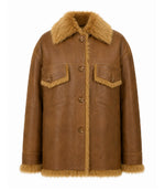 Womens Brown Shearling Fur Lined Leather Jacket - Jacket Aura