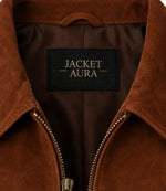 Women's Brown Suede Trucker Jacket Collar - Jacket Aura
