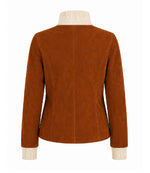 Women's Sasha Brown Suede Button Jacket Back - Jacket Aura